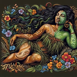 Papatūānuku Earth Mother Illustration - Māori Mythology Art