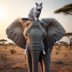 Cat on Top of an Elephant: A Playful Encounter