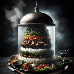 Exotic Multi-Layered Cuisine under Silver Cloche