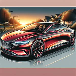 Sleek Red Car Illustration with Sophisticated Design