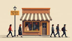 Happiness for Sale: Elegant Minimalist Shop Illustration