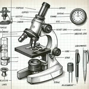 Detailed Microscope Sketch with Labels