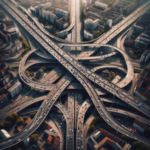 Intricate Motorway Junction in Urban Antwerp - Aerial View