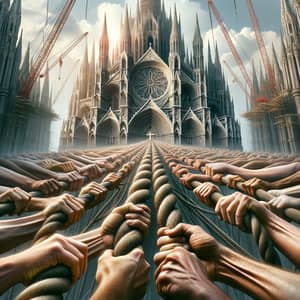 Unity and Dedication in Colossal Cathedral Construction