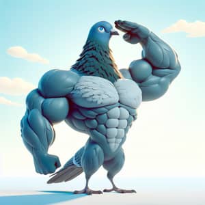 Muscular Pigeon Cartoon Character | Strong Saluting Bird