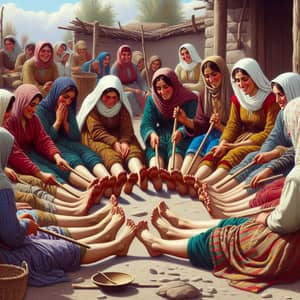 Traditional Middle-Eastern Women's Foot Bastinado Tradition