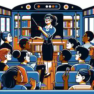 Reading on Wheels - Multiracial Classroom Setting Logo Design