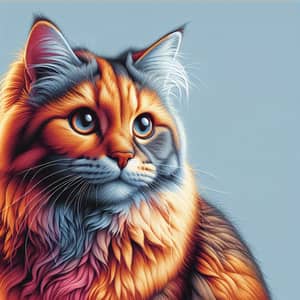 Colorful Sunrise-Inspired Domestic Cat Portrait