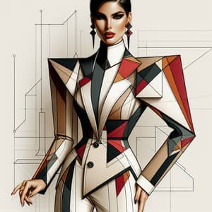 Hispanic Woman in Bold Constructivist Fashion Art