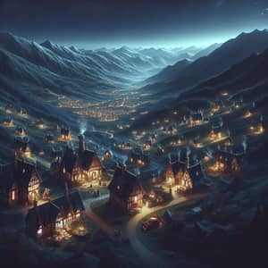 Charming Nighttime Witch Village in the Valley