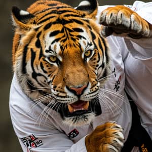 Taekwondo Kick with Tiger Face