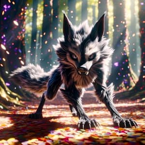 Powerful Pokémon Mightyena in Animated Forest Scene