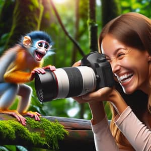 Playful Monkey and Companion in Vibrant Jungle Setting