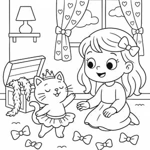 Cute Dress-Up Coloring Page for Kids