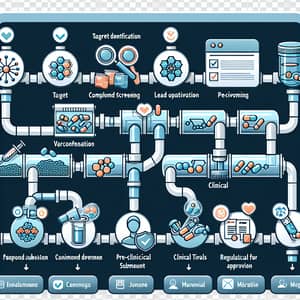 Detailed Drug Discovery Pipeline on Transparent Background