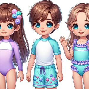 Cartoon Children Leaving Beach | Fun Illustration