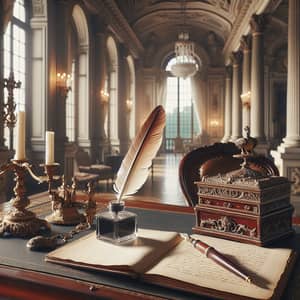 Elegant 19th Century Writing Desk in Luxurious Interior