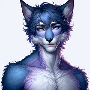 Male Fox Demi-Human with Blue and Purple Fur