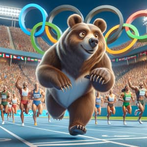 Animated Brown Bear at the Olympic Games