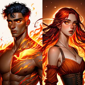 Fiery Male and Female Characters Exuding Warmth | Fantasy Art