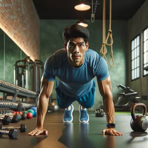 Man Doing Push Ups in a Gym: Fitness Guide