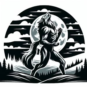 Stunning Werewolf Vector Art - Moonlit Hill Design