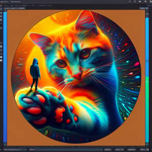 Vibrant Cat and Brave Human: A Unique Perspective