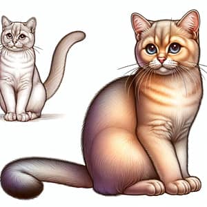 Graceful Domestic Cat Illustration with Bright Eyes and Playful Aura