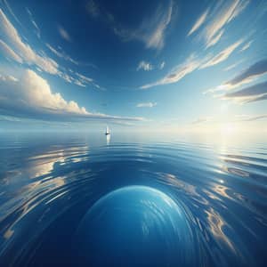 Tranquil Seascape with Setting Sun, Boat, and Seagulls