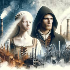 Albino Woman in Medieval Dress and Man in Hood - Fantasy Art