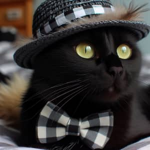 Adorable Black Cat in a Hat - Cute Cat Fashion