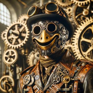 Steampunk Engineer with Bronze Smiley Face Mask