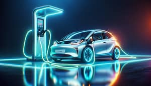 Electric Car Charging Station in Neon Lights