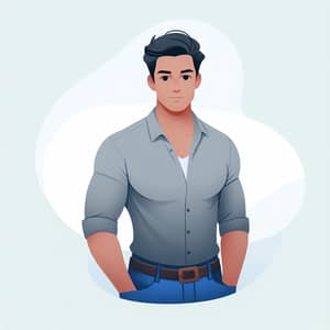 Digital Illustration of Man in Relaxed Pose | Artwork