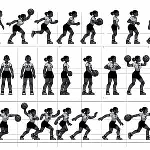 Black Female Handball Player Spritesheet for 2D Video Game