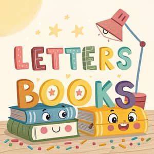 Cartoon Letters and Books Illustration