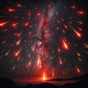 Red Meteor Storm: Spectacular Night Sky Show