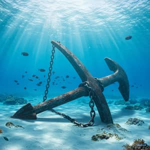 Anchor Beneath a Ship in Clear Blue Water