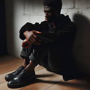 Black Man Meditating in Corner - Serene Meditation Moment