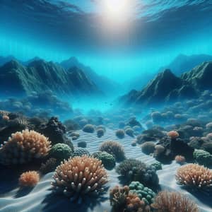 Realistic Underwater Caribbean Coral Reefs Landscape