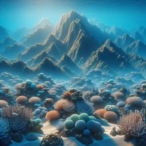 Realistic Underwater Landscape with Caribbean Coral Reefs