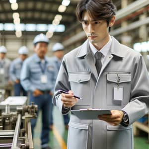 Corporate Consultant Investigating in Industrial Factory