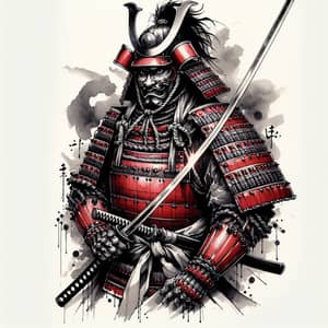 Intricate Samurai Tattoo Sketch in Chinese Ink Art