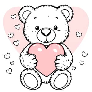 Valentine Teddy Bear Coloring Page - MK Style