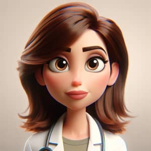 Pixar Style White Girl Doctor Costume - Brown Hair & Eyes