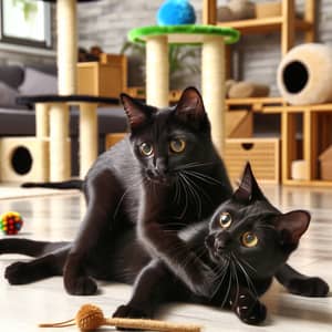 Playful Black Cats: Agile Antics in Cat-Friendly Environment