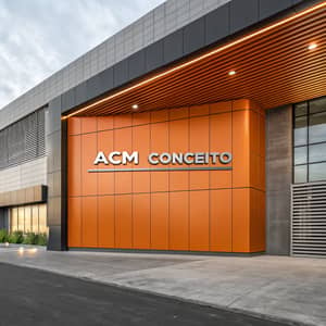 Orange and Gray ACM Facade Design with Logo