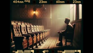 Vintage 1920s Movie Theatre with Man in Analog Film Look