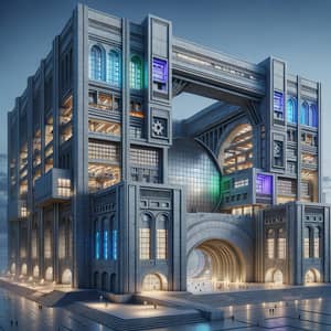 Futuristic Soviet Style Neon School