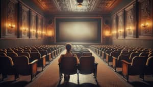 Vintage 1920's Movie Theatre with Man | Charming Cinema Scene